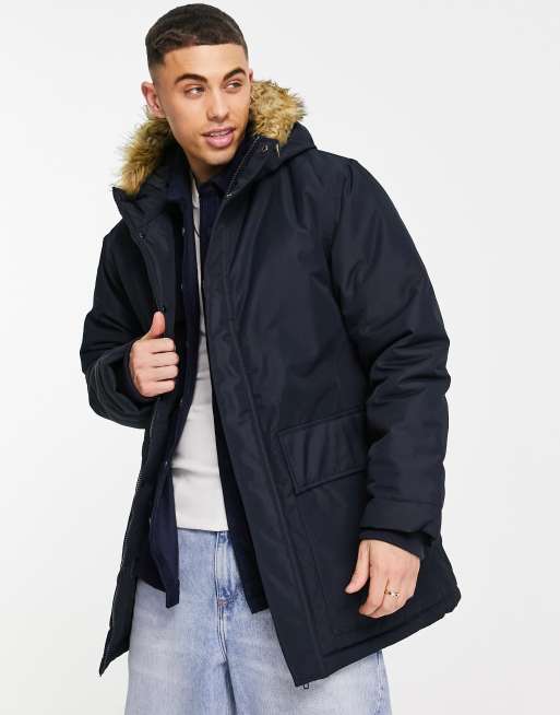 French connection parka with faux fur hood sale