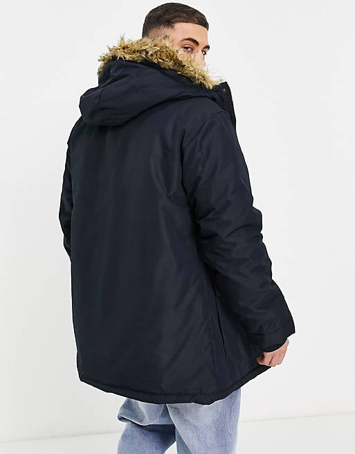 French Connection Parka Jacket With, Mens Navy Parka Coats With Fur Hood