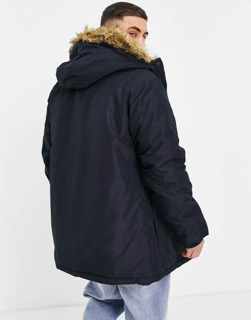 French connection parka outlet with faux fur hood