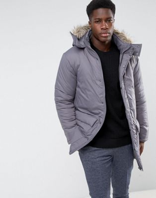 French Connection Snow Rhumba Hooded Parka Coat With Faux Fur RRP £190.00