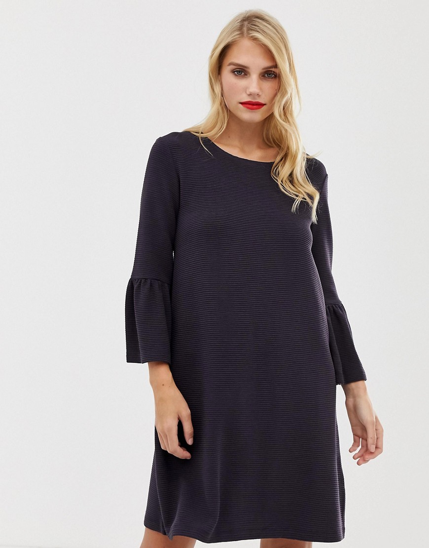 French Connection Paros fluted sleeve dress-Navy