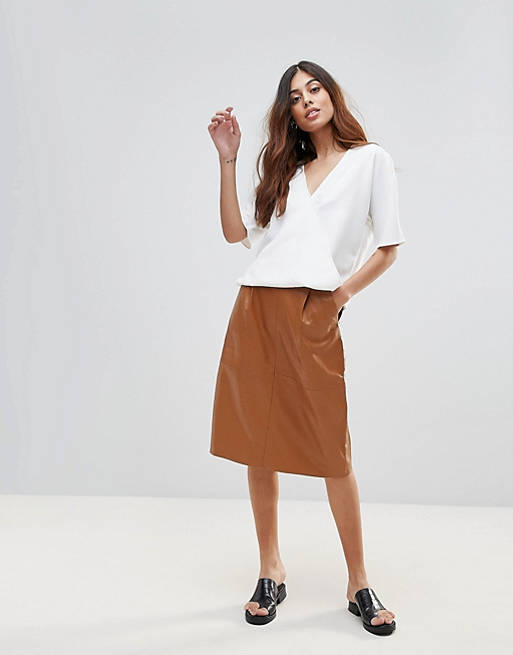 French Connection Patrice Pleather A-Line Skirt