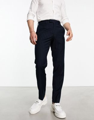French Connection pinstripe smart trouser in navy - ASOS Price Checker