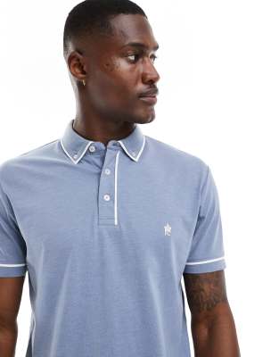 French Connection Mens French Connection Piping Polo In Light Blue