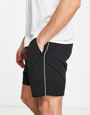 French Connection piping swim shorts in black and white