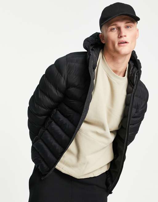 French Connection - Piumino a contrasto con cappuccio blu navy e nero