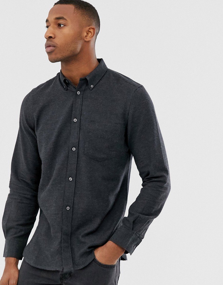 French Connection plain flannel shirt-Grey