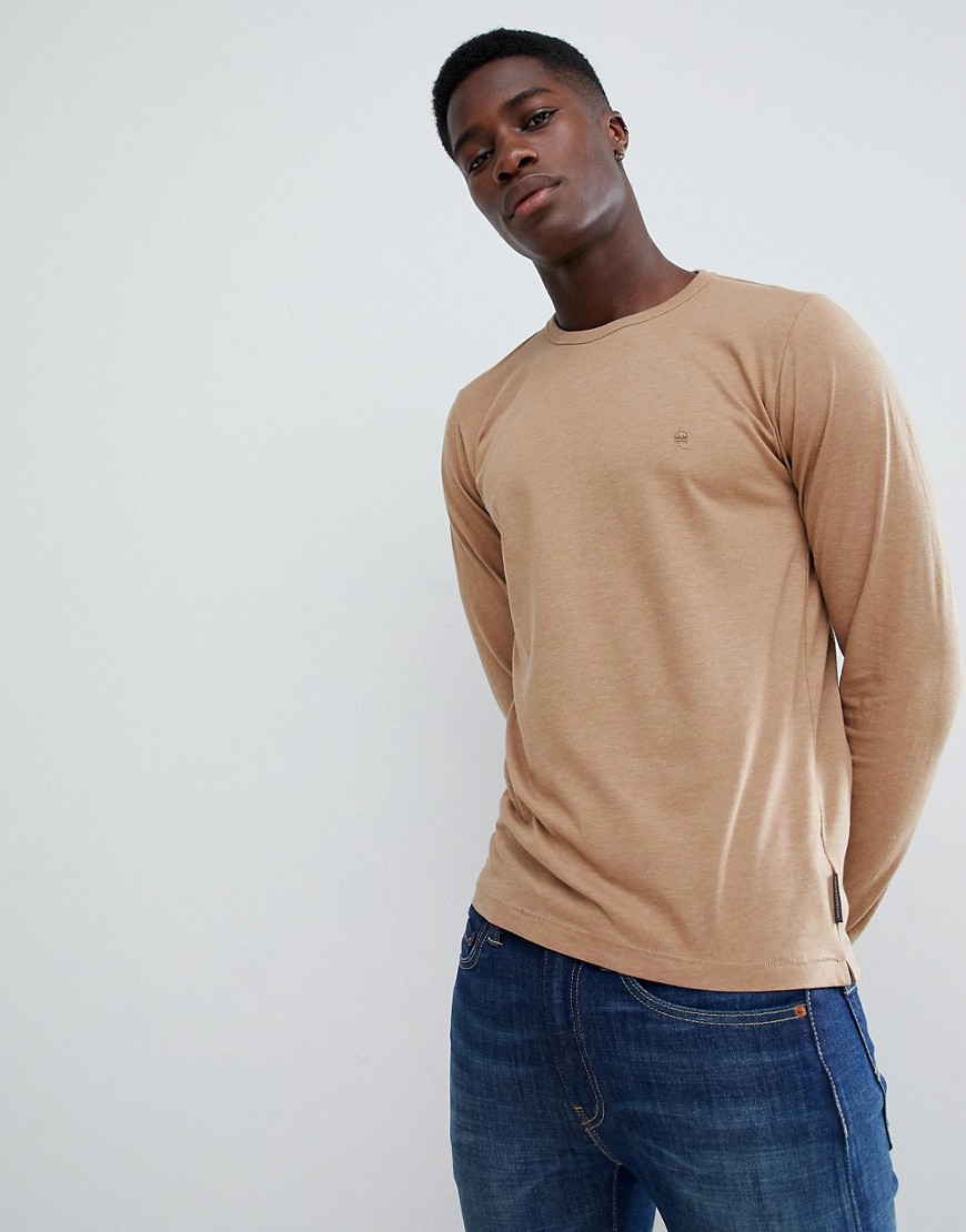 French Connection Plain Logo Long Sleeve Top-Tan