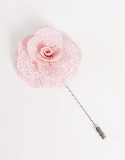 French Connection plain pocket square and lapel pin set in soft pink, 4 of 4