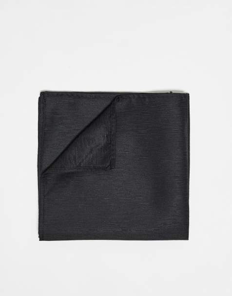 French Connection plain pocket square in black - view 1