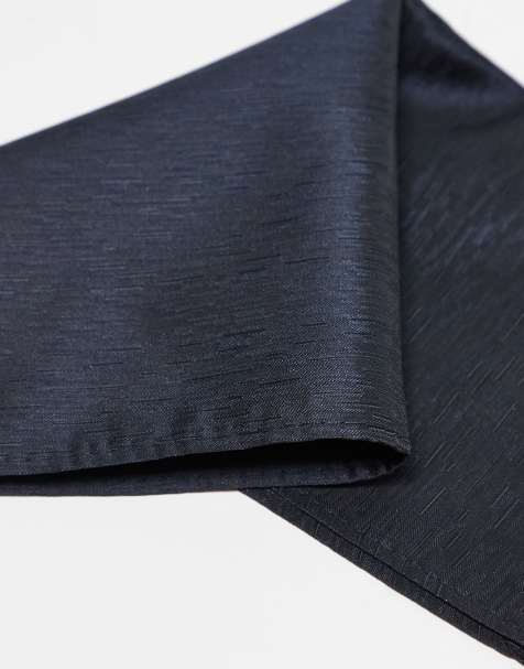 French Connection plain pocket square in navy - view 2