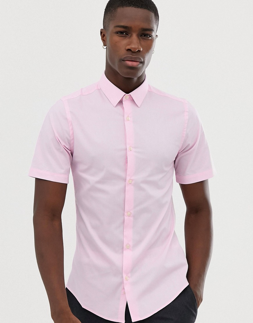 French Connection Plain Poplin Slim Fit Shirt-Pink