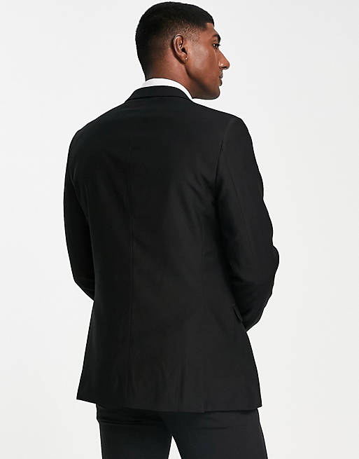 French Connection Plain Slim Fit Suit Jacket in Black for Men Mens Clothing Jackets Blazers 