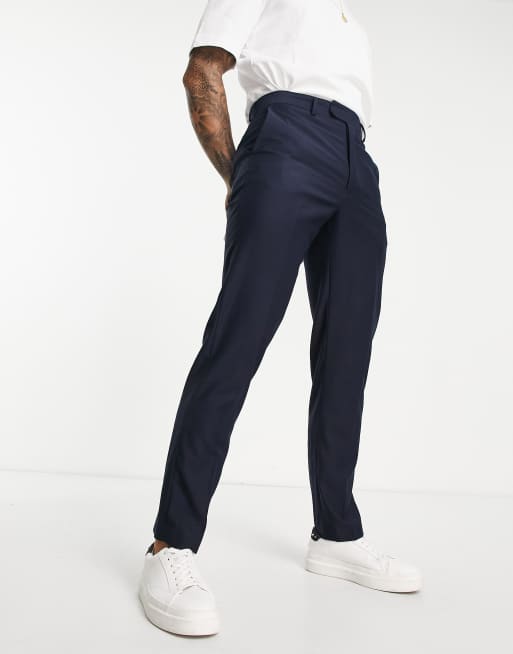 French Connection plain slim fit suit trousers in navy | ASOS