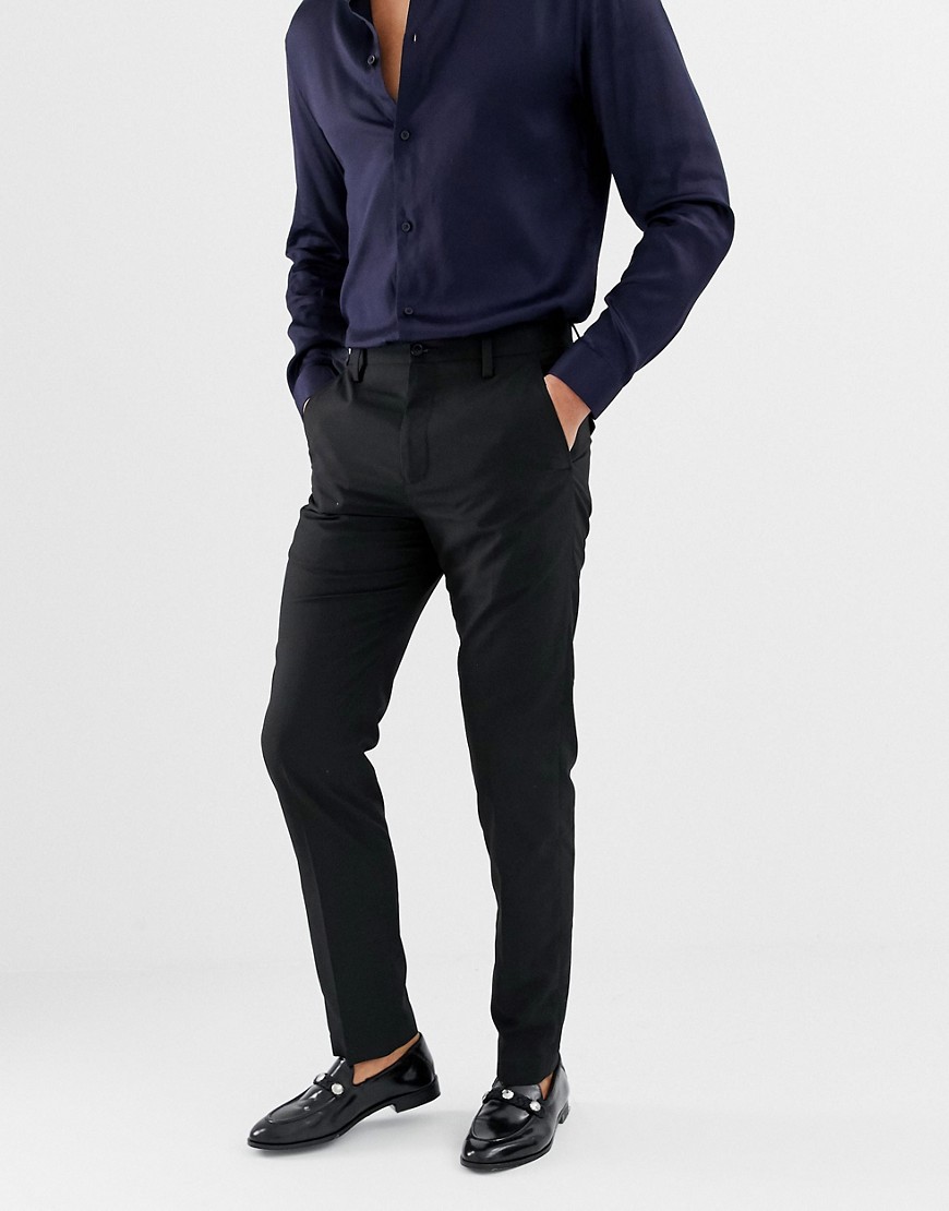 French Connection Plain Slim Fit Trousers-Black