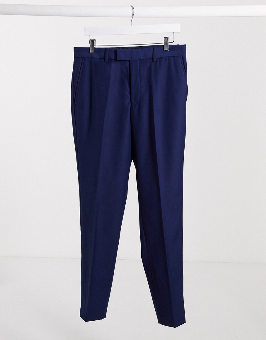 French Connection plain trousers in slim fit-Blue