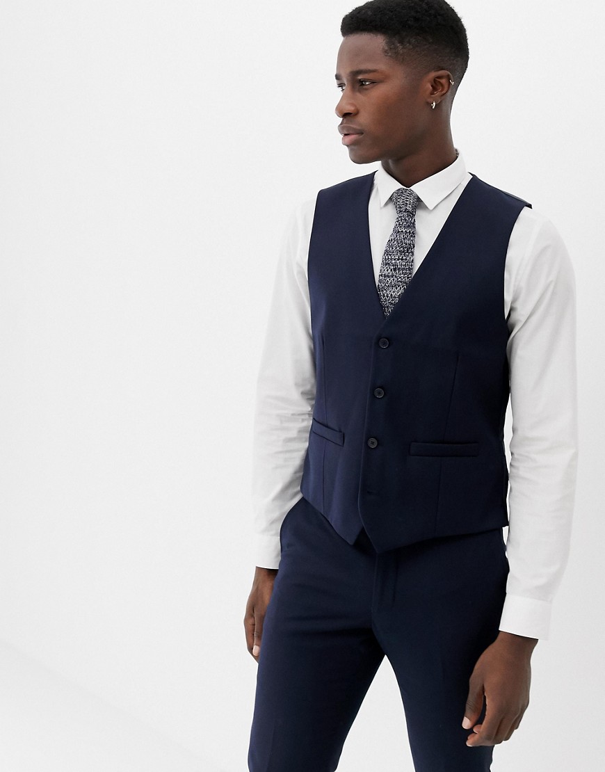 French Connection Plain Waistcoat-Blue