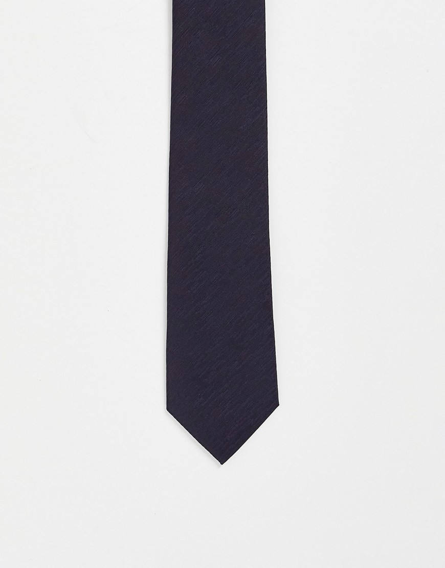 French Connection Plain Woven Tie-black In Navy