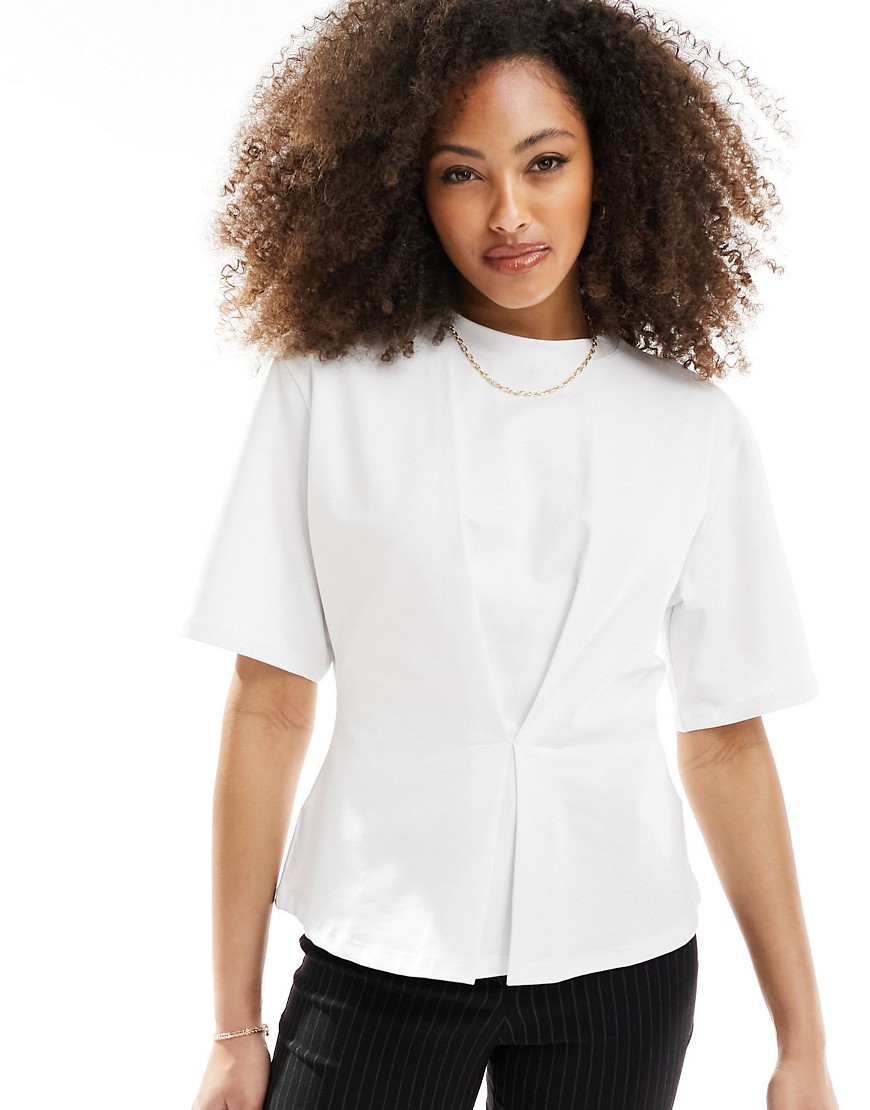 French Connection pleat detail t-shirt in white