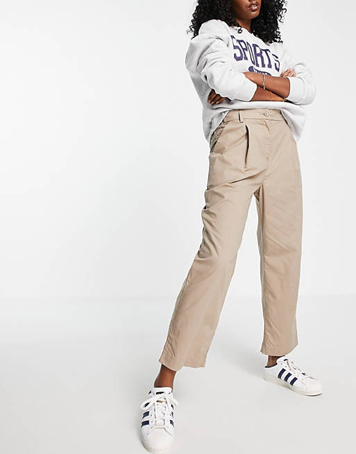 French Connection pleat front chino trousers in beige