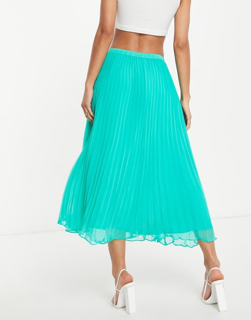 French connection green pleated skirt store