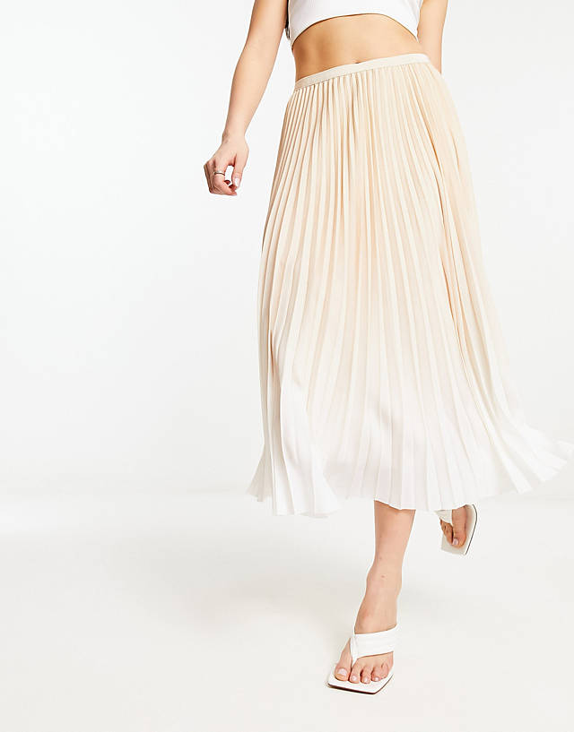 French Connection - pleated midi skirt in cream ombre