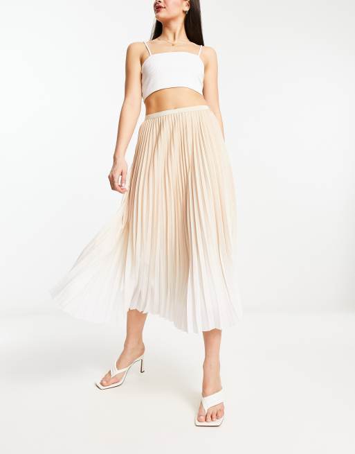 French Connection pleated midi skirt in cream ombre ASOS