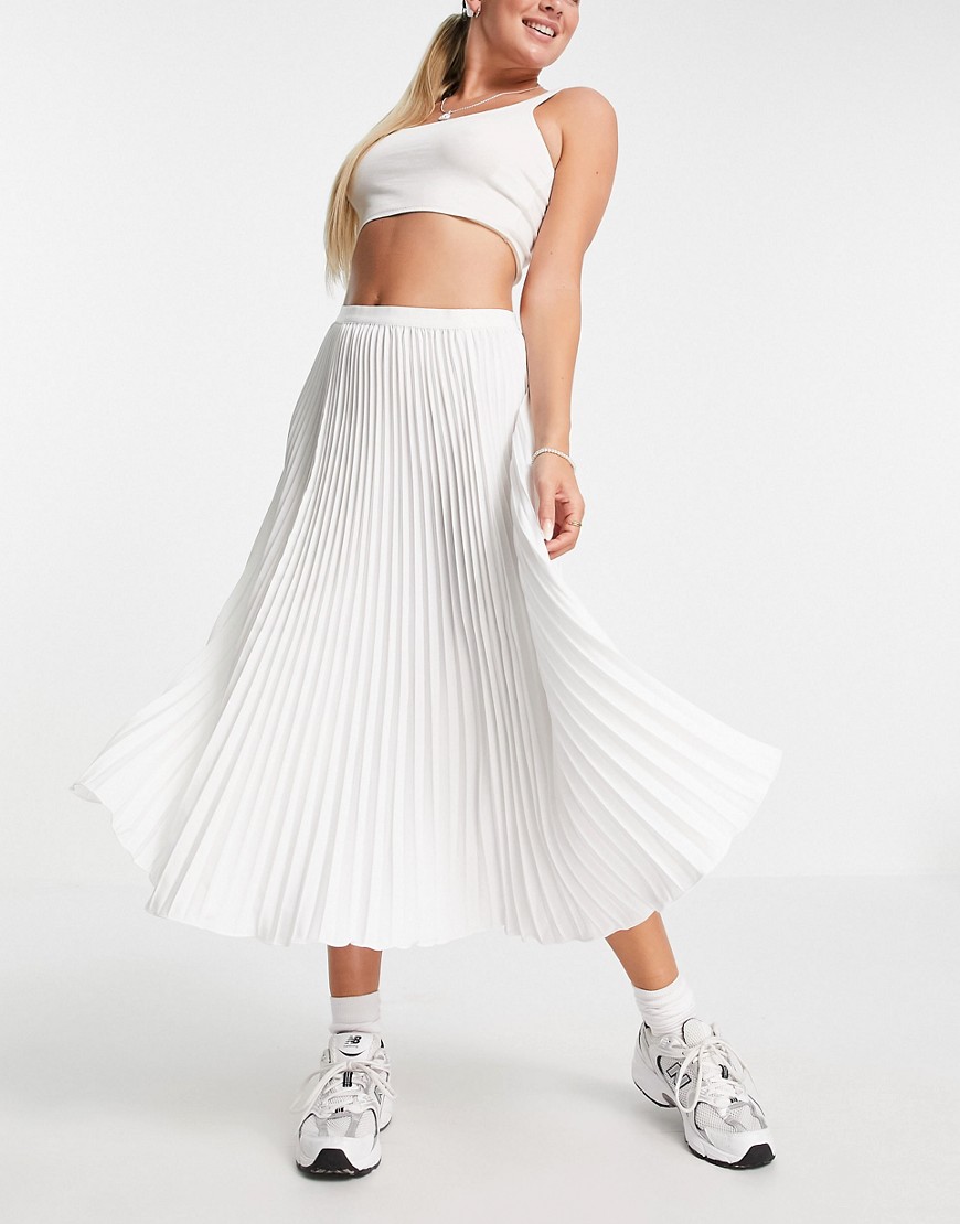 FRENCH CONNECTION PLEATED MIDI SKIRT IN WHITE,73QAZ