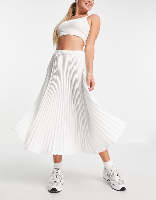 White pleated skirt on sale midi