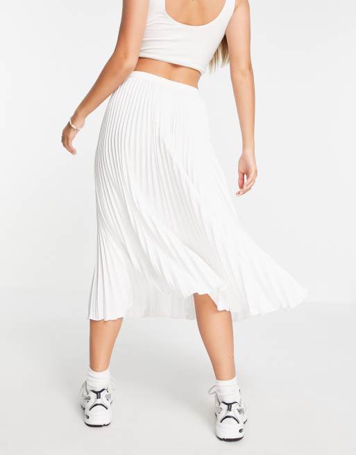 White pleated 2025 midi skirt uk