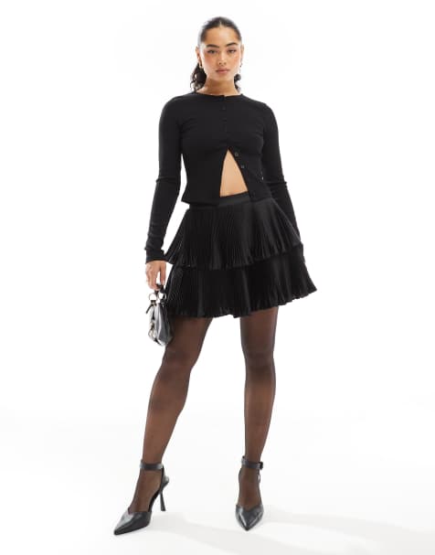 French Connection pleated mini skirt in black  - view 1