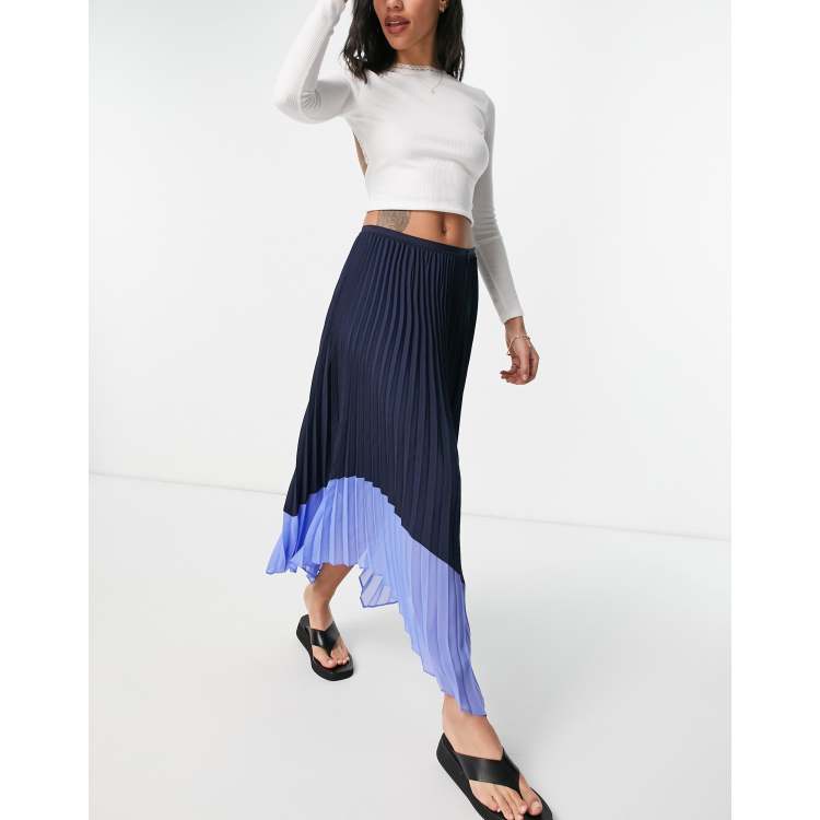 French connection shop blue pleated skirt