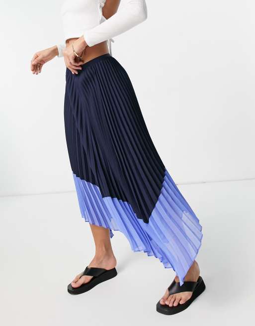 French connection blue pleated skirt sale