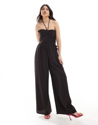 Shop French Connection pleated strappy jumpsuit in chocolate Online – Trendy & Affordable Fashion
