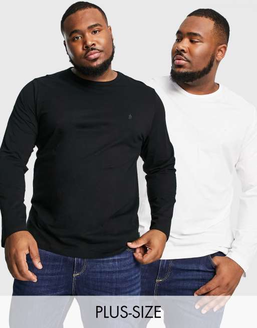 French Connection Plus 2 pack long sleeve top in black & white
