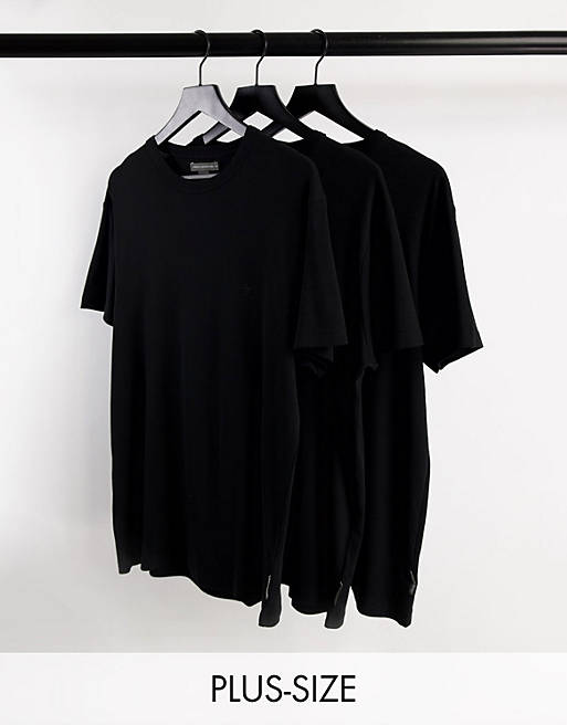 French Connection Plus 3 pack lounge t-shirt in black