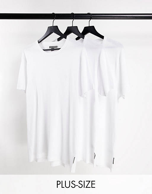 French Connection Plus 3 pack lounge t-shirt in white