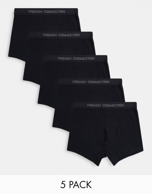 French Connection Plus 5 pack boxers in black ASOS