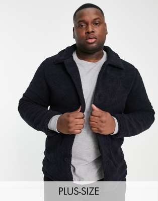 French Connection Plus borg jacket in navy - ASOS Price Checker