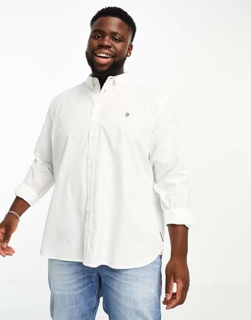 French Connection Plus - Camicia Oxford a maniche lunghe bianca