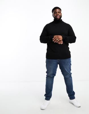 French Connection French Connection Plus cotton roll neck jumper in black