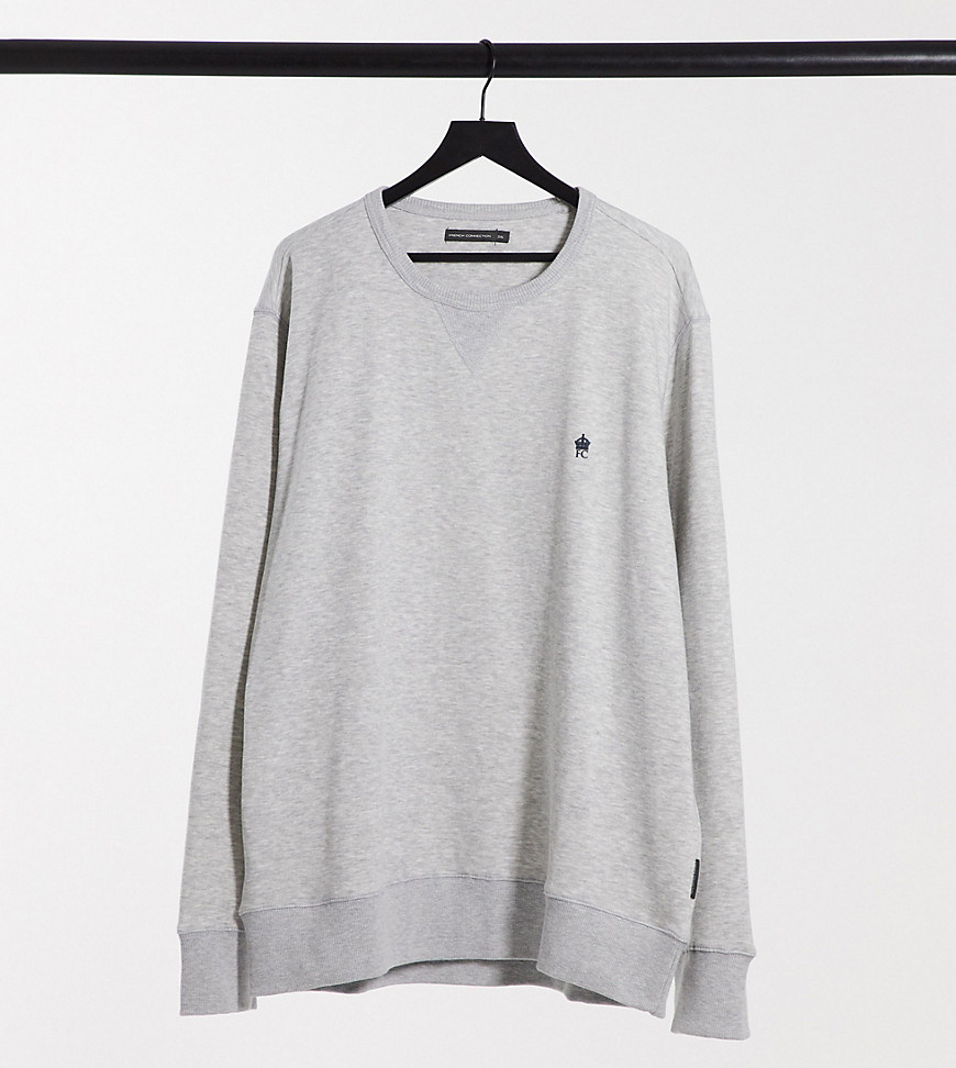 French Connection Plus essentials logo crew neck jumper in grey