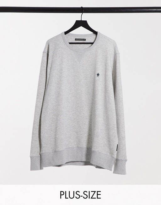 French Connection Plus essentials logo crew neck jumper in grey