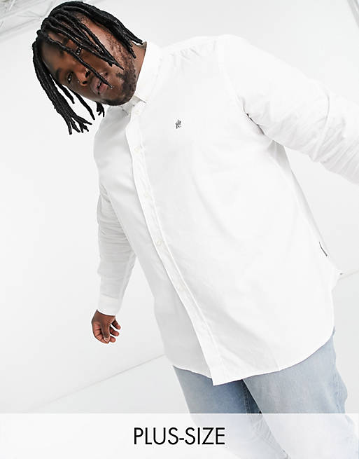 French Connection Plus Essentials oxford shirt in white