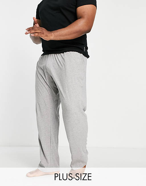 French Connection Plus FCUK jersey trousers in light grey melange and white