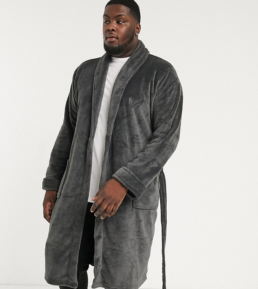 French Connection Plus Fleece Robe-gray