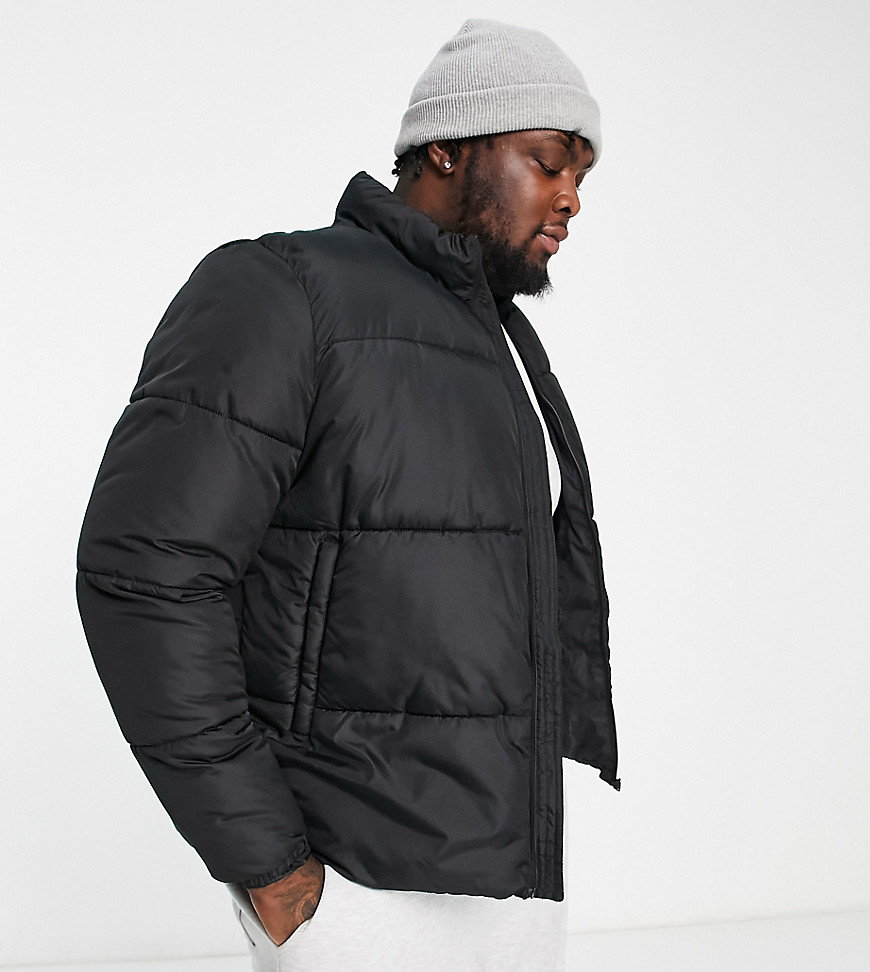 French Connection Plus funnel neck puffer jacket in black