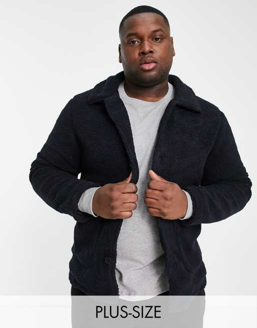 French Connection Plus - Giacca in pile borg blu navy