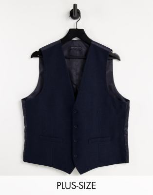 French Connection French Connection Plus linen slim fit waistcoat-Navy