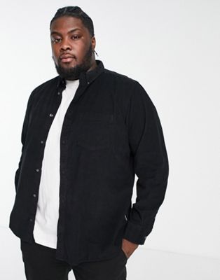 French Connection Plus long sleeve cord shirt in black - ASOS Price Checker